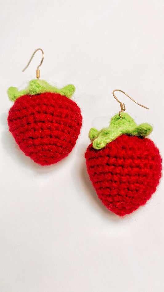 Scarlet Berry Charm Earrings | 925 Sterling Silver Plated with 18K Gold | Sweet Gift | 6cm