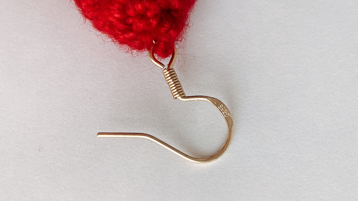 Jingle Bell Joy Earrings | Hand-Crocheted Festive Silver Bells |925 Sterling Silver Plated with 18K Gold | Holiday Gift