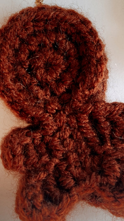 Gingerbread Joy Earrings | Hand-Crocheted Festive Charm | 925 Sterling Silver Plated with 18K Gold | Sweet Holiday Gift