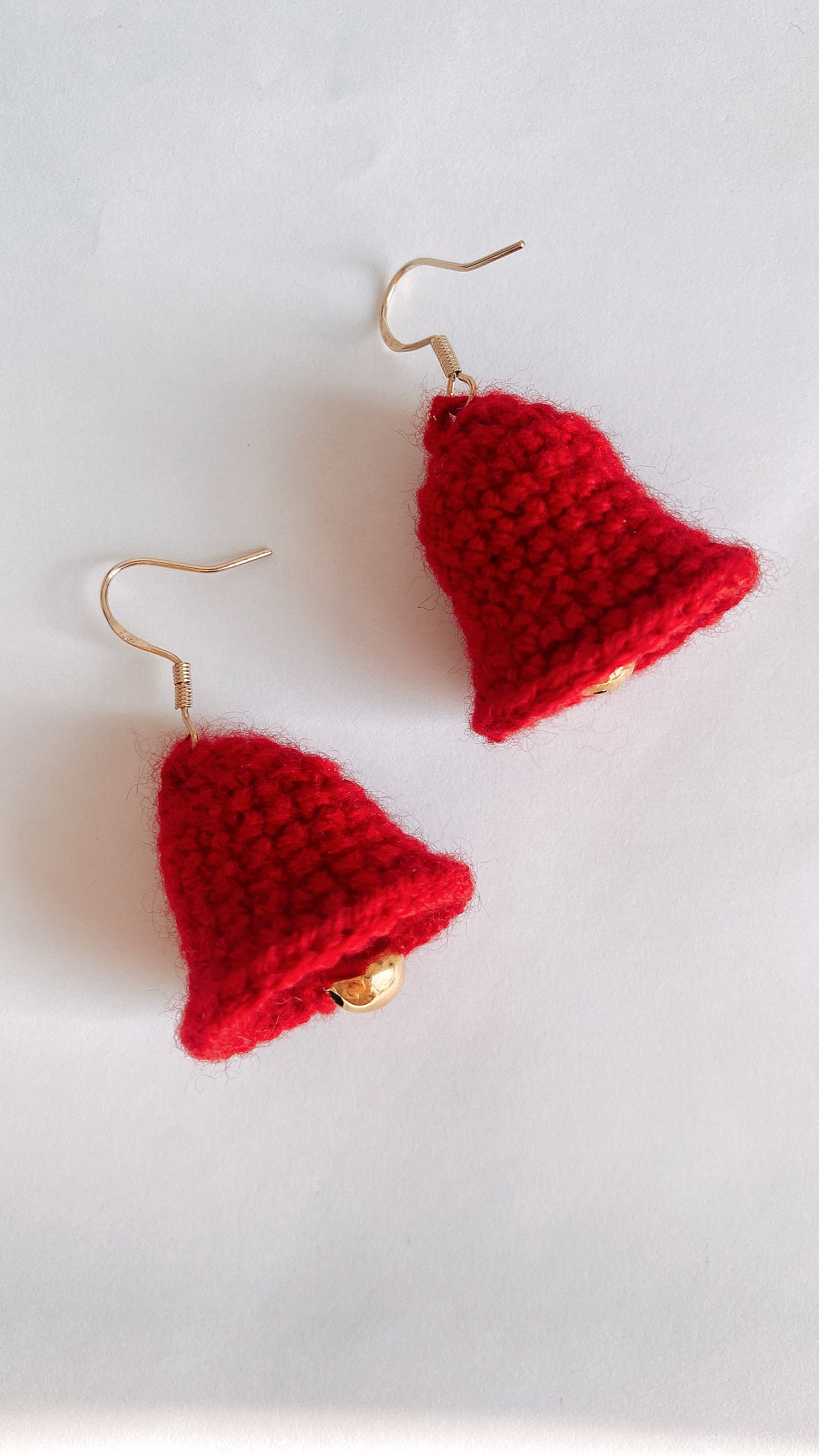 Jingle Bell Joy Earrings | Hand-Crocheted Festive Silver Bells |925 Sterling Silver Plated with 18K Gold | Holiday Gift